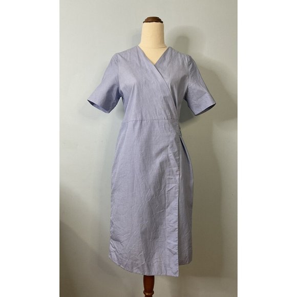 COS Blue Short Sleeve Cotton Wrap Pocket Dress Size EUR 34 - Picture 2 of 12